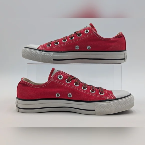 Converse Rebellion All Star Red Canvas Sneaker Women Sz 7 | Men Sz 5 Plaid Laces - Picture 10 of 17
